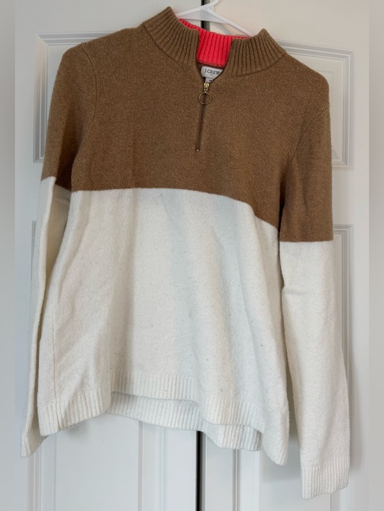 J. Crew Factory Sweaters - EUC J.Crew Factory Colorblock zip-up sweater in extra-soft yarn